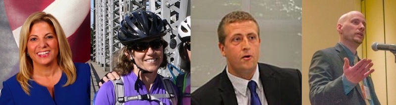 Some members of Delaware's cycling delegation to Washington DC (from left): Representative Valerie Longhurst, Gail Seitz, Jonathan Kirch, James Wilson