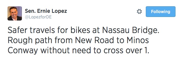 Tweet from State Senator Ernie Lopez