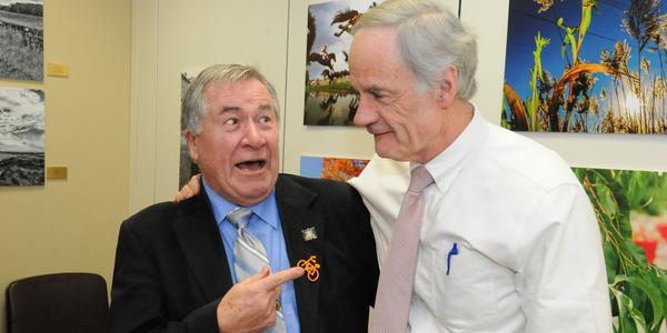 Roger Roy, a member of the Delaware Bicycle Council,  and Senator Tom Carper on Thursday.