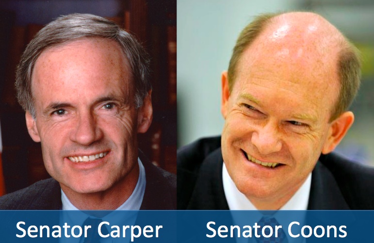 Senator Tom Carper (left) and Senator Chris Coons (right) are co-sponsoring national infrastructure legislation.