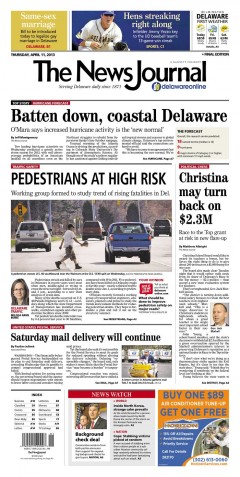 Announcement of new per / bike safety working group in the News Journal (April 2013)
