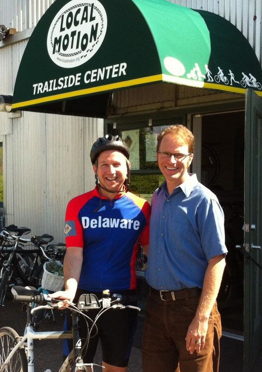 Governor Markell cycling the Island Line Trail in Vermont