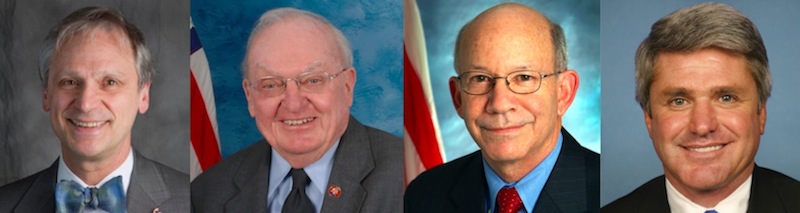 (L-R) Representatives Earl Blumenauer of Oregon, Howard Coble of North Carolina, Peter DeFazio of Oregon and Michael McCaul of Texas