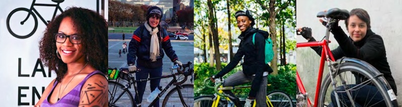 Ayesha McGowan, Mary Shyne, Laura Solis and Casey Ashenhurst are among a group of 10 women cycling 300 miles to encourage a larger female presence at the National Bike Summit.