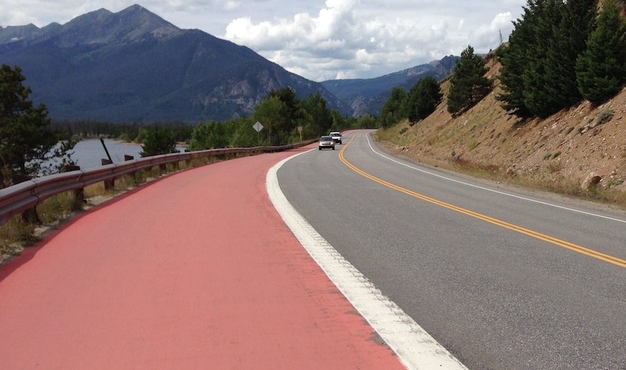 They're hard to see, but the rumble strips in this photo from Coloradoare right on the white line.