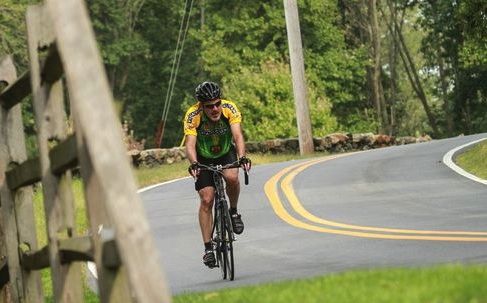 Bicycling on one of Delaware's beautiful, but narrow, roads.